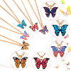 ANATTASOUL 5Pcs 5 Colors Butterfly Alloy Enamel Pendant Necklaces for Women NJEW-AN0001-80-3