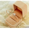 Double Heart Alloy Rhinestone Cuff Bangles for Women WGD430F-01-3
