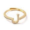 Rack Plating Brass Cubic Zirconia Arabic Letters Adjustable Rings for Women RJEW-S407-10G-02-2