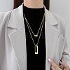 Rectangle & 3 Ring Stainless Steel Pendant Double Layer Necklaces for Women FS-WG0A6F5-01-3