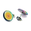 Flat Round 304 Stainless Steel Stud Earring Settings Ion Plating(IP) STAS-I323-12mm-RC-2