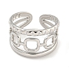 Non-Tarnish 304 Stainless Steel Ssquare Chain Open Cuff Ring for Women RJEW-A043-28P-2