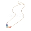 7 Chakra Natural Mixed Stone Faceted Round Beaded Arrow Pendant Brass Cabel Chain Necklaces NJEW-TA00206-4