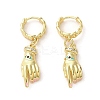Palm with Horse Eye Real 18K Gold Plated Brass Dangle Hoop Earrings EJEW-Q797-21G-04-1