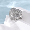 Brass Micro Pave Cubic Zirconia Adjustable Open Cuff Rings for Women RJEW-A072-02P-4