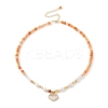 Natural Golden Silk Jade & Natural Quartz & Pearl Beaded Necklaces NJEW-L119-06G-2
