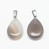 Teardrop Natural Grey Agate Pendants G-Q368-17-2