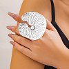 Lotus Leaf Alloy Open Cuff Rings for Women RJEW-S412-02AS-1