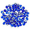 98Pcs Evil Eye Handmade Lampwork Round Bead Strands LAMP-DC0001-20-1