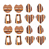 8Pcs 4 Styles Transparent Resin & Walnut Wood Stripe Pendants RESI-CJ0001-218-3
