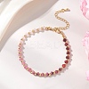 Brass & Dyed Natural Malaysia Jade Rondelle Beaded Bracelets for Women BJEW-JB13323-02-1