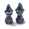 Natural & Synthetic Gemstone Carved Healing Cat with Witch Hat Figurines DJEW-D012-07A-3