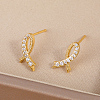 Exquisite Brass Clear Cubic Zirconia Ribbon Stud Earrings EE4607-1