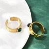 316 Stainless Steel with Natural Mixed Gemstone Cuff Rings RJEW-Z098-01G-15-3