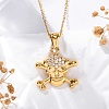 304 Stainless Steel Crystal Rhinestone Skull Pendant Necklaces NJEW-Z057-03B-G-2