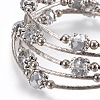 Five Loops Faceted Glass Wrap Bracelets BJEW-JB04135-02-2