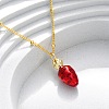 Brass FireBrick Enamel Pendant Necklaces for Women NJEW-K381-08C-G-1