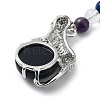 Natural Obsidian & Brass Cheetah Keychain KEYC-H019-01P-02-2