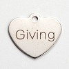 Non-Tarnish 201 Stainless Steel Heart Pendants LS-STAS-L165-C07-1