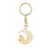 Stainless Steel Hollow Moon Cat Keychains KEYC-JKC00585-01-1
