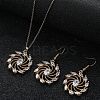 Flower Brass Micro Pave Clear Cubic Zirconia Pendant Necklaces & Dangle Earrings Sets WG2DD79-03-1