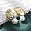 Brass Micro Pave Clear Cubic Zirconia Leaf Stud Earrings EJEW-H165-03A-G-2