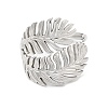 Non-Tarnish 304 Stainless Steel Leaf Open Cuff Ring for Women RJEW-M149-23P-1