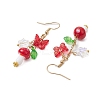 304 Stainless Steel Butterfly & Mushroom Dangle Earrings for Women EJEW-JE06235-6