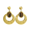 304 Stainless Steel Natural Tiger Eye Boho Stud Earrings EJEW-S244-01G-C-1