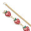 3Pcs 3 Styles Brass Enamel Red Strawberry Link Chain Bracelet Making AJEW-JB01546-4
