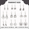 ANATTASOUL 9 Pairs 9 Style Spider & Castle & Witch & Pumpkin Alloy Dangle Earrings for Halloween EJEW-AN0002-92-2