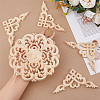 5Pcs 2 Styles Wood Carved Onlay Applique Craft AJEW-DC0001-66-3