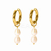 Stainless Steel Natural Pearl Rice Hoop Earrings CN6183-2-1