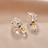 Resin and Brass Stud Earrings for Women FS-WG08F6B-01-1