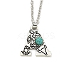 Letter A~Z Antique Silver Plated Alloy with Synthetic Turquoise Pendant Necklaces NJEW-G080-01A-1