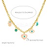 304 Stainless Steel Enamel with Synthetic Turquoise Pink Evil Eye Heart Hamsa Hand Pendant Bib Necklaces for Women FS-WGFA37A-02-3