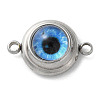 304 Stainless Steel & Acrylic Blue Evil Eye Connector Charms STAS-M091-01P-1