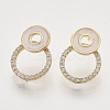 Brass Micro Pave Clear Cubic Zirconia Stud Earring Findings KK-T054-39G-NF-1