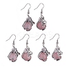 Natural Rose Quartz Dragon Dangle Earrings EJEW-A092-06P-08-3