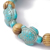 Beach Turtle Dyed Synthetic Turquoise Stretch Bracelets BJEW-JB10291-02-3