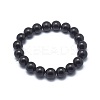 Synthetic Black Stone Bead Stretch Bracelets X-BJEW-K212-A-032-2