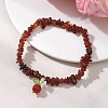 Natural Carnelian Round Charm Bracelets BJEW-JB13142-1