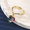 Brass Micro Pave Cubic Zirconia Open Cuff Rings for Women LS-RJEW-U057-22B-G-3