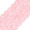 Natural Rose Quartz Flat Oval Bead Strands G-M206-28-5