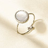 304 Stainless Steel with Natural Shell Cuff Open Rings for Women LS-IP2292-1-1