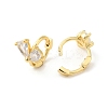 Leaf Cubic Zirconia Hoop Earrings EJEW-P292-01G-2