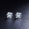Rhodium Plated 925 Sterling Silver Four Pronged Ear Studs JE420A-03-2