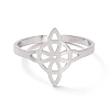 Non-Tarnish 304 Stainless Steel Sailor's Knot Open Cuff Ring RJEW-P037-03P-2