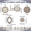 44Pcs 11 Styles Tibetan Style Pendant Cabochon Settings TIBE-SC0002-12-2