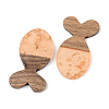 Transparent Resin & Walnut Wood Pendants RESI-S389-053A-B04-2